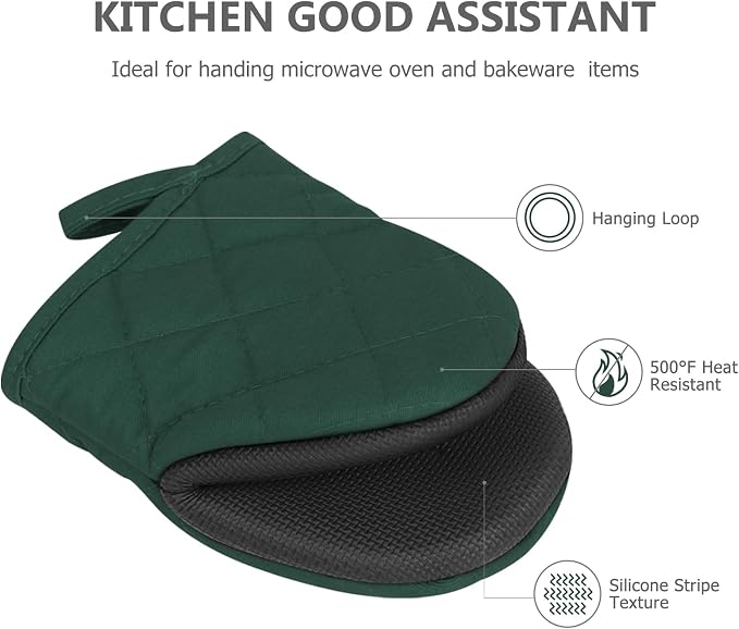 Oven Mitts and Pot Holders Set, Heat Resistant Silicone Kitchen Mini Oven - Image 3