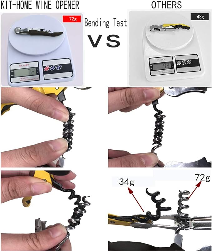 Professional Waiter Corkscrew Wine Openers Set, Heavy Duty Stainless Steel - Image 4