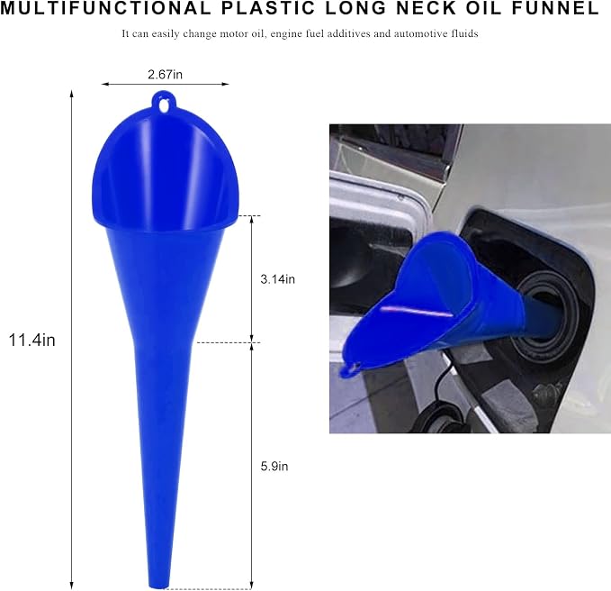2 PCS Oil Funnel, Plastic Long Neck Multi-Purpose Spill Saver Funnel, Engine - Image 2