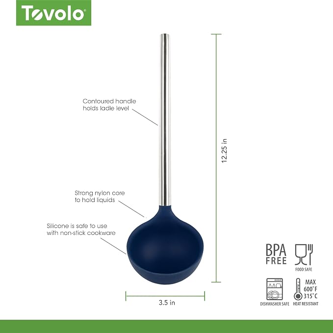Tovolo Silicone Ladle With Stainless Steel Handle Deep Soup Ladle - Image 6