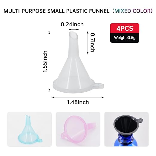 Mini Funnel 4-Pack for Lab Bottles, Sand Art, Essential Oil, Recreational - Image 2