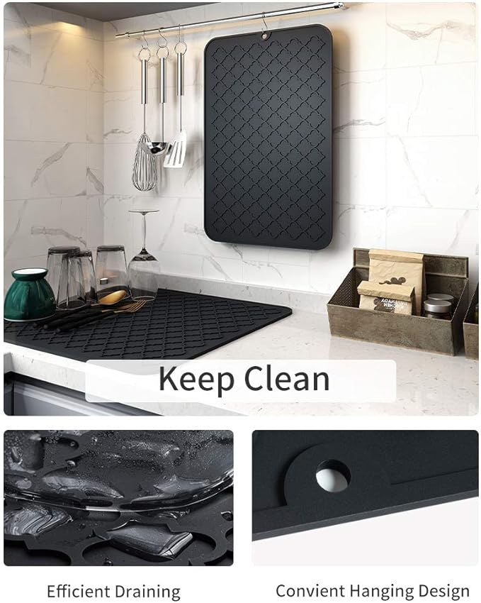 AMOAMI-Dish Drying Mats for Kitchen Counter-Silicone Dish Drying Mat-Kitchen - Image 2