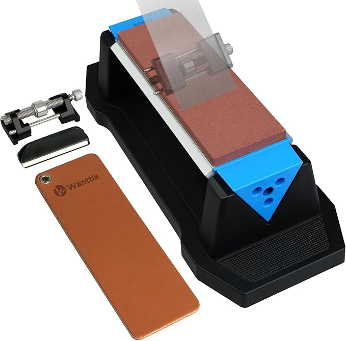 Large Knife Sharpening Stone, Tri-Stone Knife Sharpener, 3 Sides Grit by WANTTIK