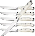 Alata 6-Piece White Steak Knives Set, Stainless Steel Steak Knife set by Alata