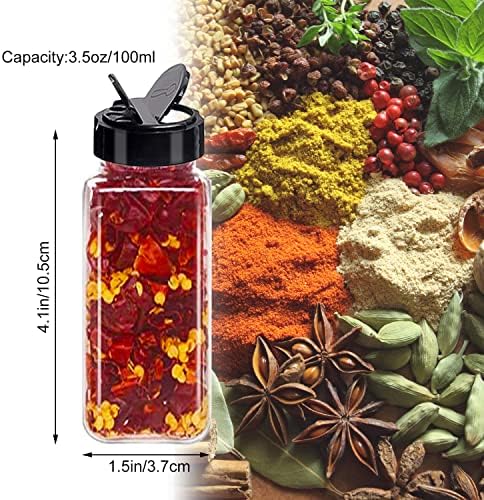 Tiaiidi 24 Pack 3.5 oz Square Plastic Spice Jars,Seasoning Containers