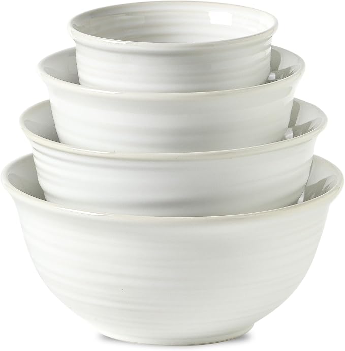 Hasense Ceramic Mixing Bowls, 2.1/1.5/1.0/0.5 Qt, Nesting Bowls by Hasense