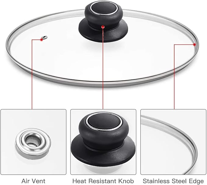 11 Inch Pan Lid Tempered Glass Pot Lid Replacement Glass Cover - Image 4