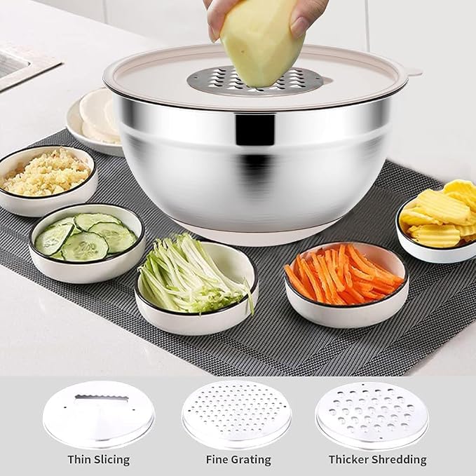 Rottay Mixing Bowls Set with Airtight Lids: 20PCS Stainless Steel Nesting Bowls - Image 3