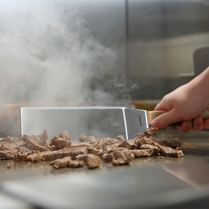 Stainless Steel Metal Spatula, Long Griddle Spatula, Hamburger Smasher Turner - Image 9