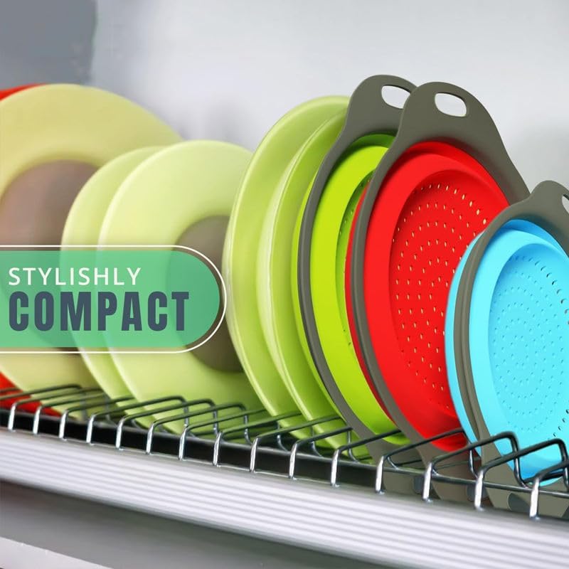 Collapsible Colander Set of 3 Round Silicone Kitchen Strainer Set