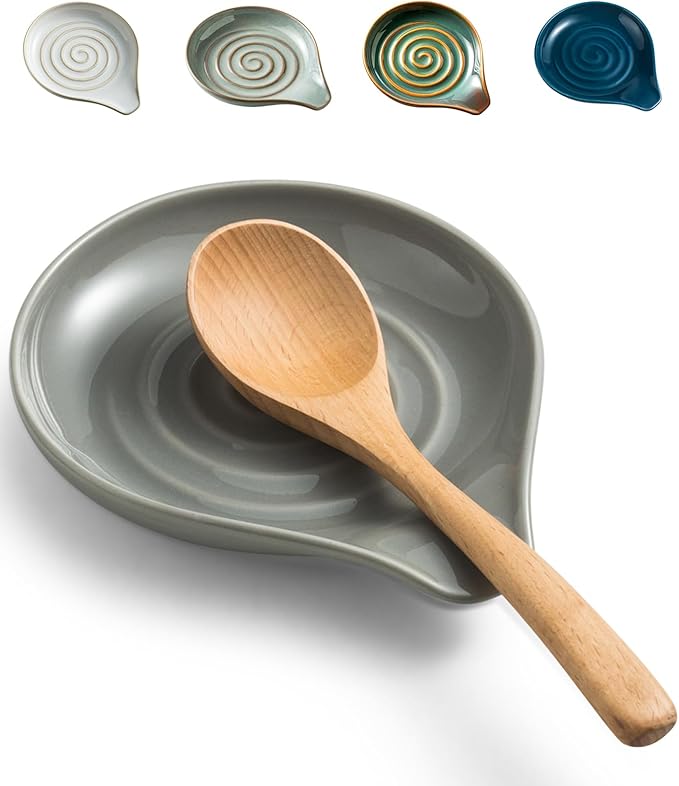 LAUCHUH Spoon Rest for Stove Top, 5 inch Ceramic Spoon Holder for Kitchen by LAUCHUH