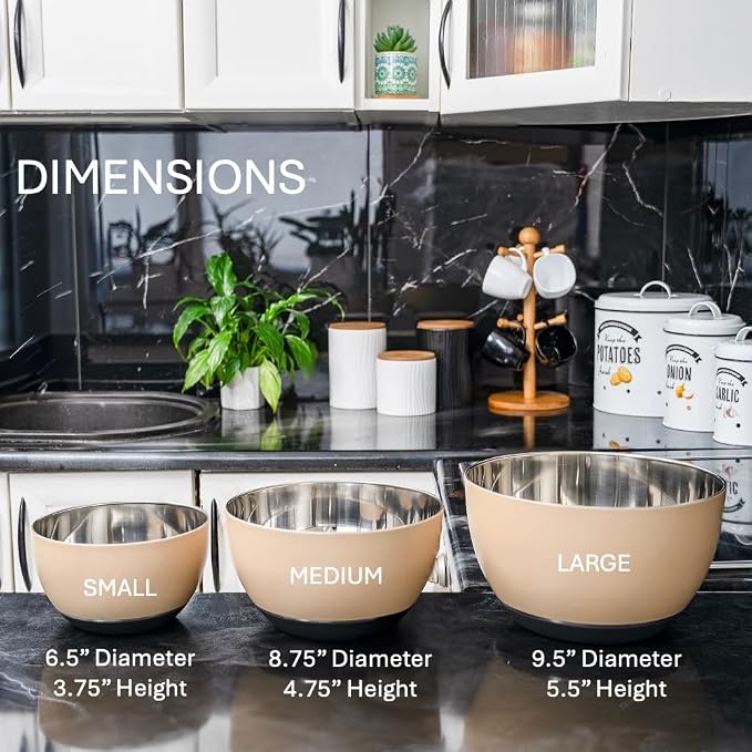 WHYSKO Stainless Steel Mixing Bowls Set of 3 - Image 8