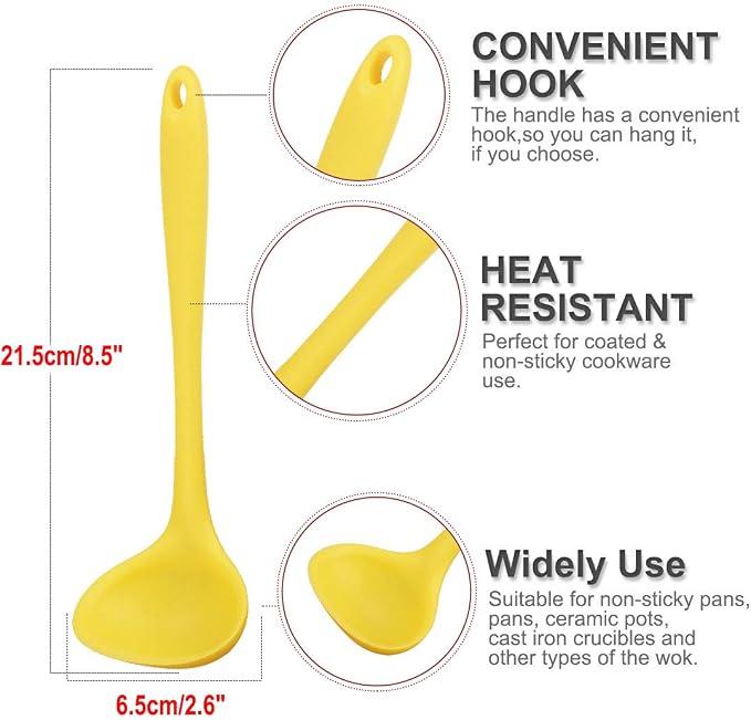 uxcell Silicone Soup Ladle Spoon 8.5 Inch Heat Resistant to 450°F One Piece - Image 4