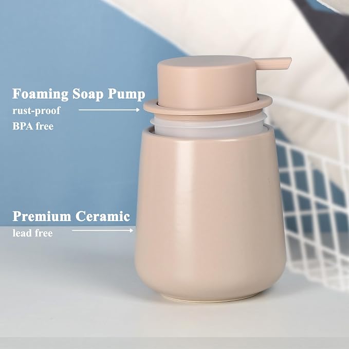Bosilunlife Ceramic Foaming Soap Dispenser - 12Oz Bathroom Countertop Kitchen - Image 3