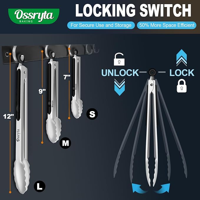Stainless Steel Cooking Tongs Set of 3 - Image 6