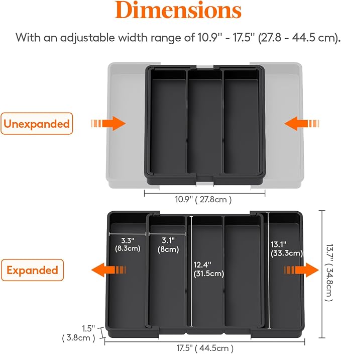 Lifewit Utensil Organizer for Kitchen Drawers, Expandable Cooking Utensil Tray - Image 3