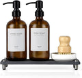 2 Pack Kitchen Soap Dispenser Set - 16oz Amber Glass Dish and Hand Soap by BoundlessHomeInfiniteLiving