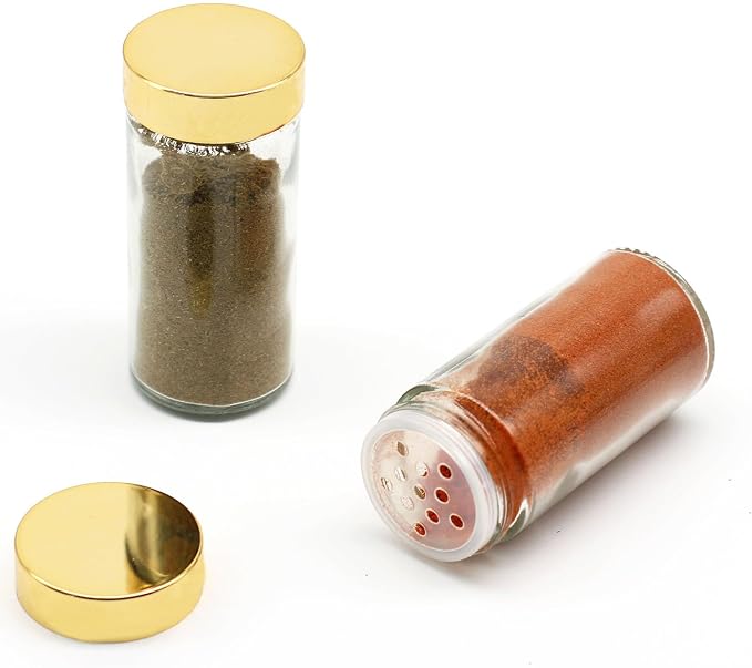 Tianifa 2pcs Gold Spice Jars, 3 oz Glass Seasoning Bottles, Spices Container - Image 3
