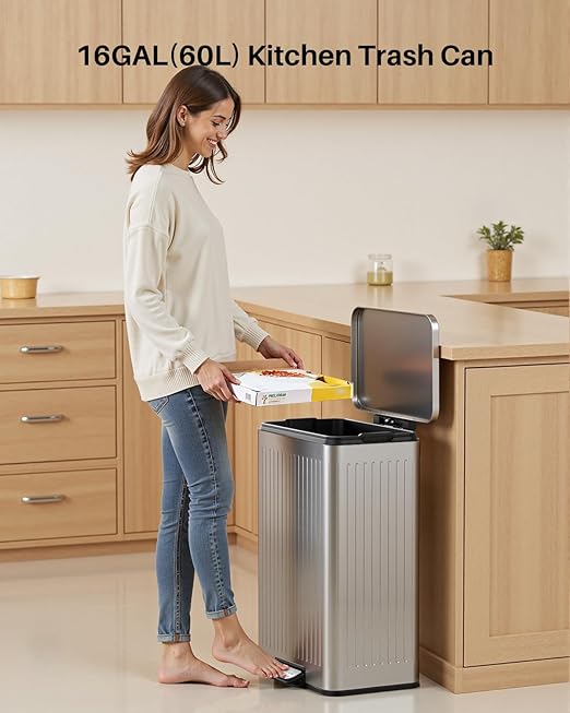 Lovewind 60 Liter/ 16 Gallon Stainless Steel Trash Can - Image 2