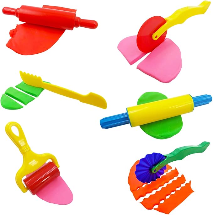 FRIMOONY Dough Tools Set for Kids, Various Plastic Animal Molds, Rolling Pins - Image 3