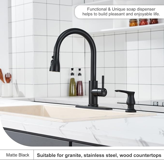 GAGALIFE Kitchen Sink Soap Dispenser Matte Black, Under Sink Soap Dispenser - Image 3