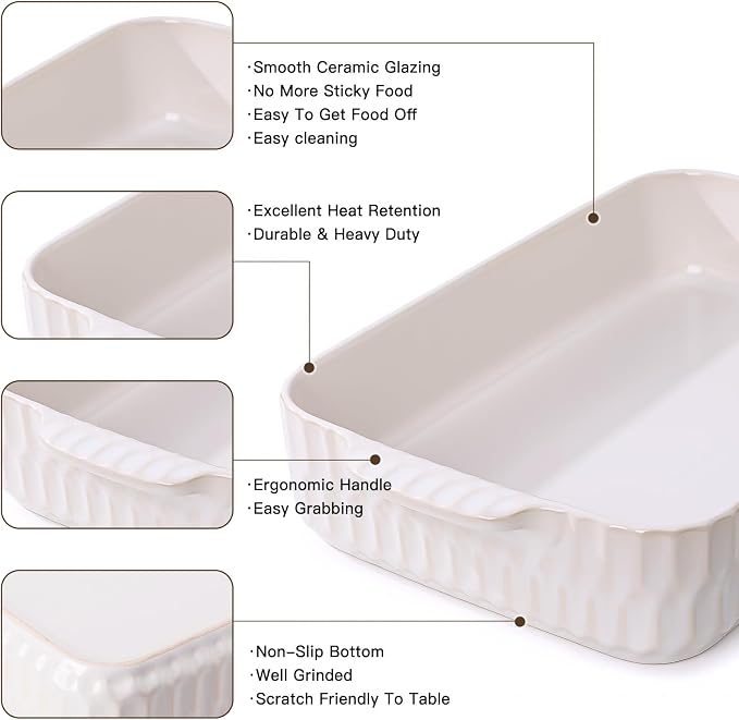 4.7QT Casserole Dishes for Oven, 9x13” Large Lasagna Pan, Ceramic Baking Dish - Image 6
