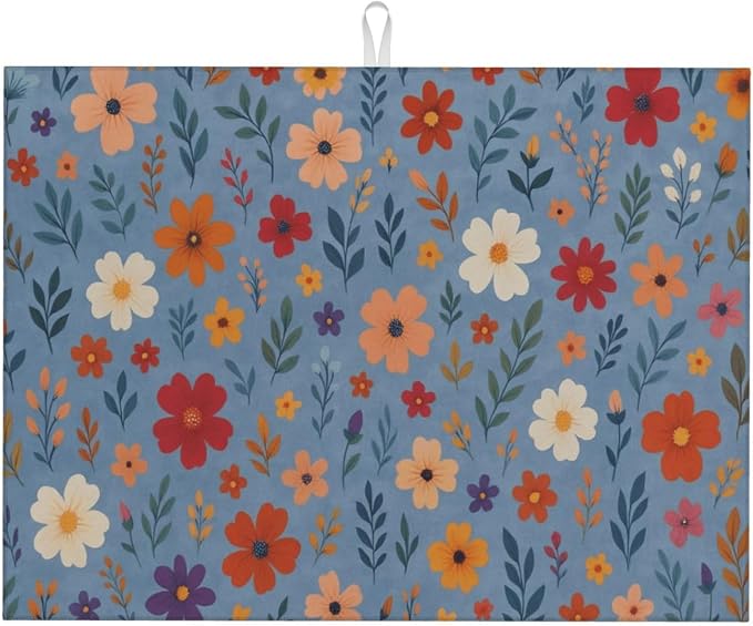 Blue Wildflowers Dish Drying Mats by Unknown