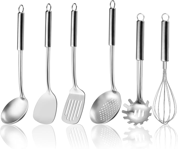 6-Piece Kitchen Cooking Utensils Set, Stainless Steel Kitchen Utensils by Gymdin