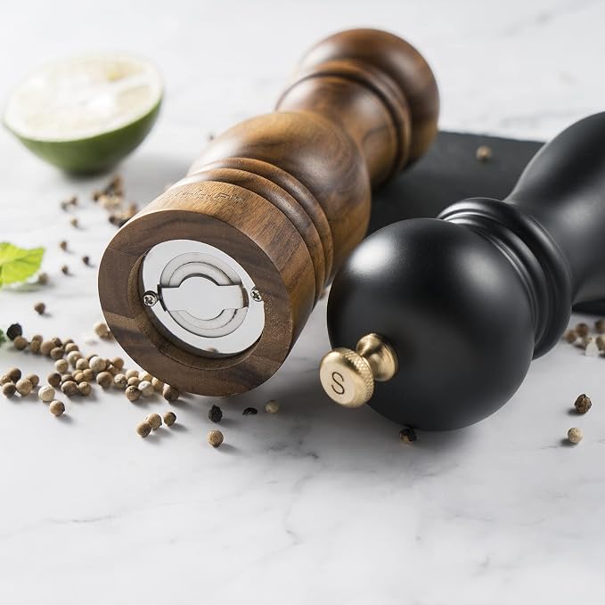 BILL.F Salt and Pepper Grinder Wooden Black Pepper Mill Grinder Salt Pepper - Image 4