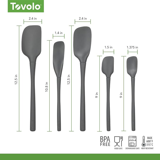 Tovolo Flex Core 5 Piece Silicone Spatula Set Heat Resistant All Silicone - Image 6