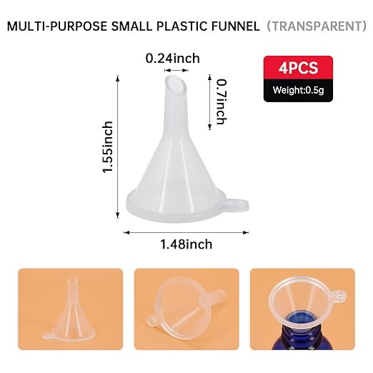 Mini Funnel 4-Pack for Lab Bottles, Sand Art, Essential Oil, Recreational - Image 2