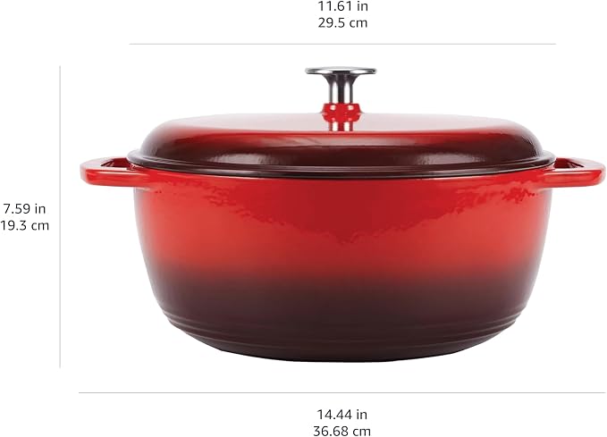 Amazon Basics Enameled Cast Iron Dutch Oven Pot - Image 3