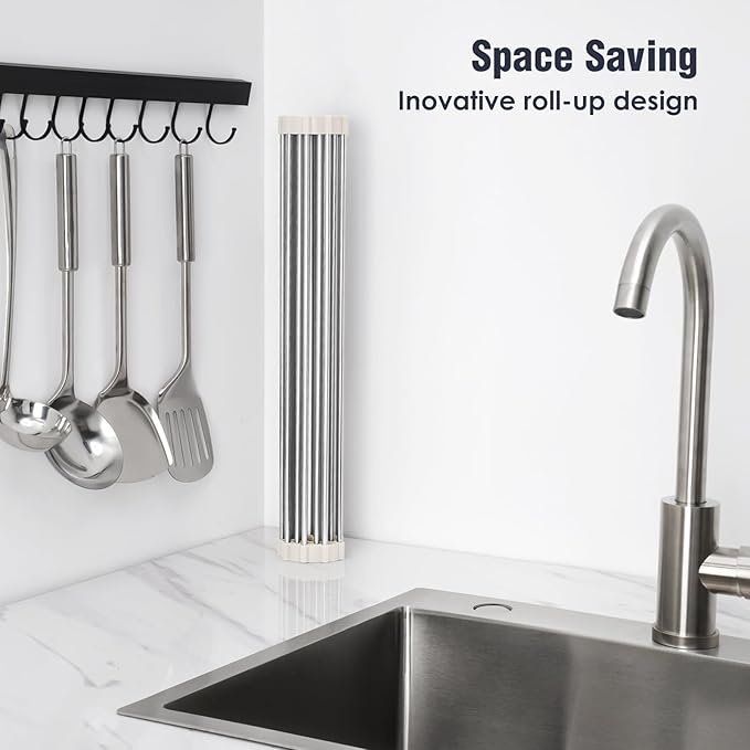 Tomorotec 21" x 15.5" Roll Up Dish Drying Rack Over Sink Drying Rack Sink Cover - Image 3