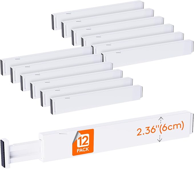 Lifewit 12 Pack 2.36" High Drawer Dividers 40-56cm/16-22 Adjustable Drawer by Lifewit