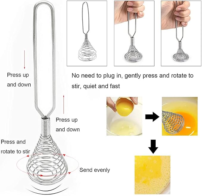 Stainless Steel Spring Coil Whisk Wire Whip Cream Egg Beater Gravy Cream Hand - Image 5