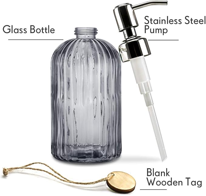 JASAI 18 Oz Vertical Stripes Kitchen Soap Dispenser - Image 2