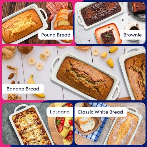 RICCLE Silicone Bread Loaf Pan 2 Pc, 9.5x5 inch inch Banana Bread Loaf