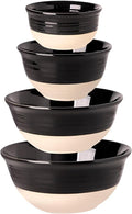 HASENSE Nesting Ceramic Mixing Bowls Set of 4, 2.5/1.5/1.0/0.5 Qt Black & Beige by Hasense