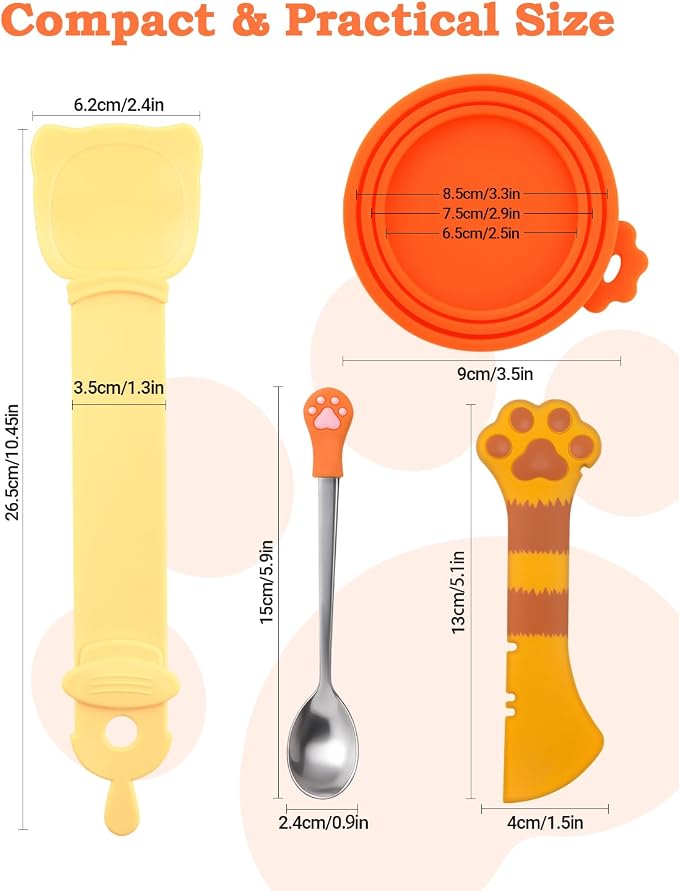 6 PCS Cat Food Can Covers Lids Set, Cat Bar Squeezer, Stainless Steel Wet Food - Image 2