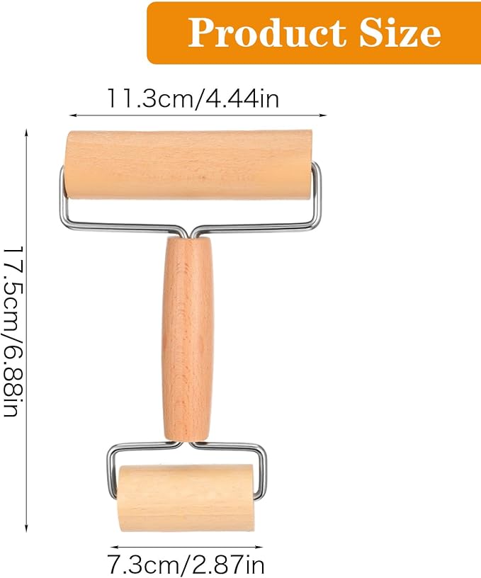 JJUNW Small Rolling Pin, Pizza Dough Roller, Non Stick Wood Pastry Roller - Image 5