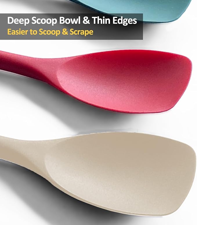 Upgrade Silicone Spatula Spoon Set, VOVOLY Heat Resistant Rubber Spoonula - Image 3