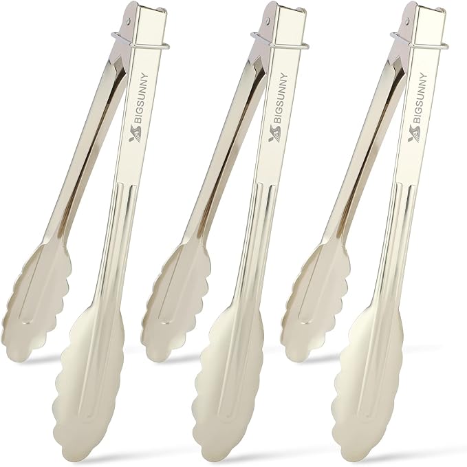 MSY BIGSUNNY 9 Inch Food Tongs for Cooking and Serving- Aluminum Kitchen Utensil by MSYBIGSUNNY