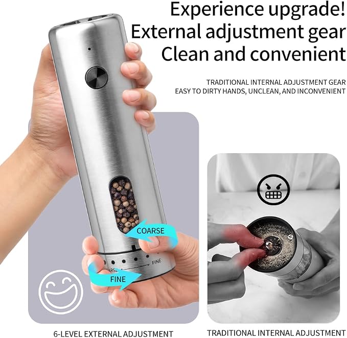 Upgraded Larger 110ml CapacityElectric Salt & Pepper Grinder Set of 2 - Image 4