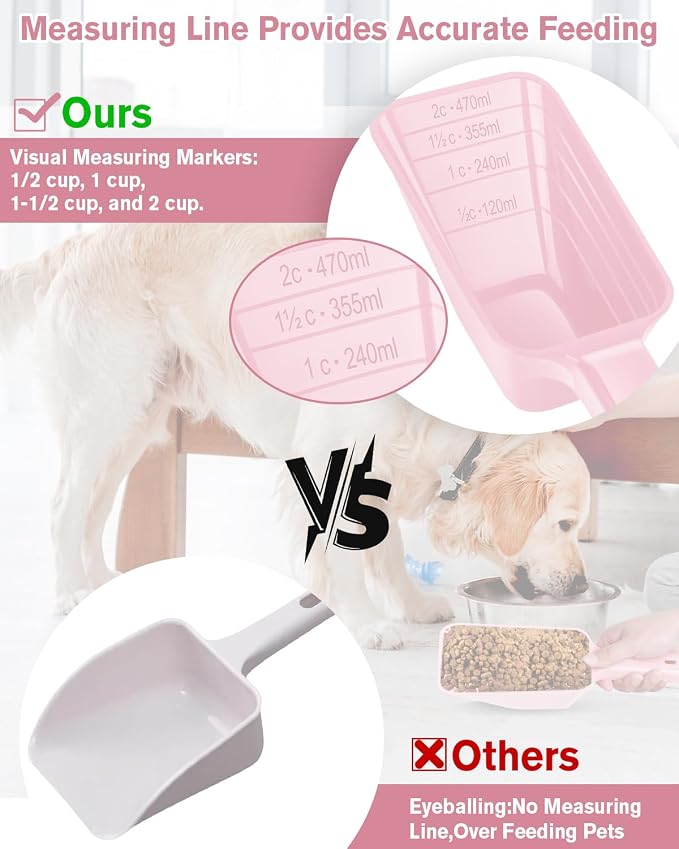2 Cup Dog Food Scoop, Plastic Pet Food Scoop - Image 4