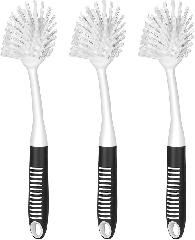 SetSail Dish Brush with Handle, 3 Pack Stiff Bristles Dish Scrubber with by SetSail