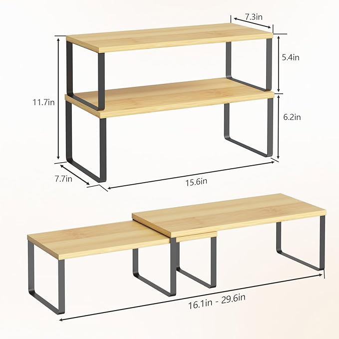 NEX Kitchen Cabinet and Counter Shelf Organizer, Stackable & Expandable - Image 3