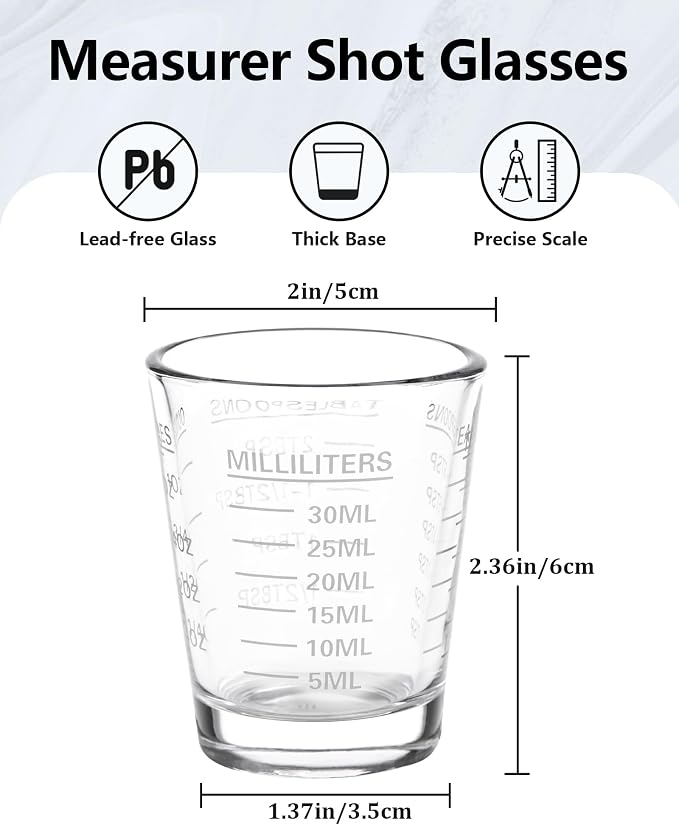 SAIAOKJ Shot Glasses Measuring Cup Set 6 Pack Espresso Shot Glasses Liquid - Image 2