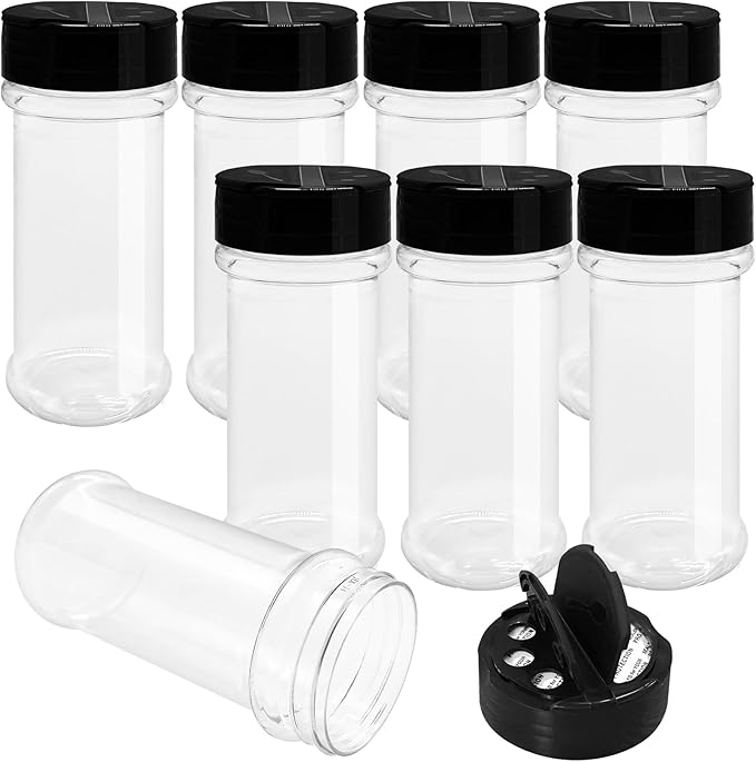 8 Pack 5.5 Oz Plastic Round Spice Bottles by OJYUDD