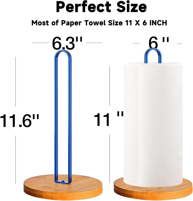 TONLEA Wooden Paper Towel Holder Countertop, Kitchen-Towel-Holder FreeStanding - Image 2