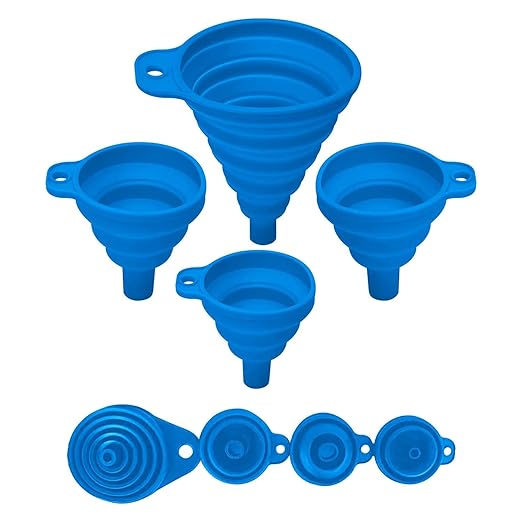 Set of 4 Silicone Collapsible Kitchen Funnel by VIGORPATH